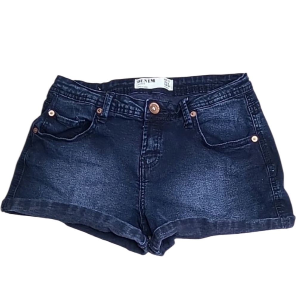 Cotton On Cuffed Dark Wash Blue Denim Shorts